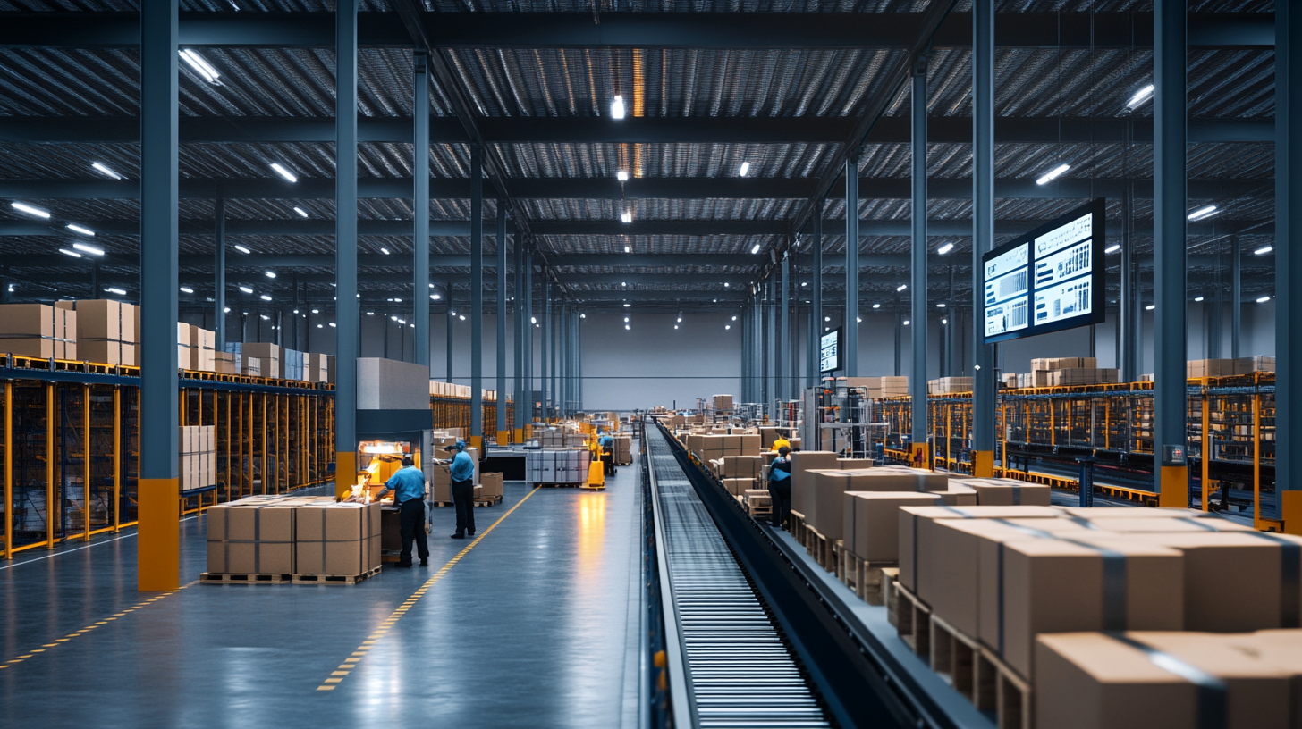 Centro de distribución moderno con operarios escaneando paquetes y tecnología de seguimiento en tiempo real